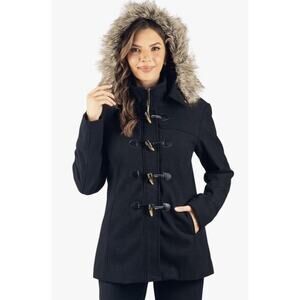 Alpine Swiss Duffy Womens Wool Coat Faux Fur Trim Hooded Parka Jacket 2XL